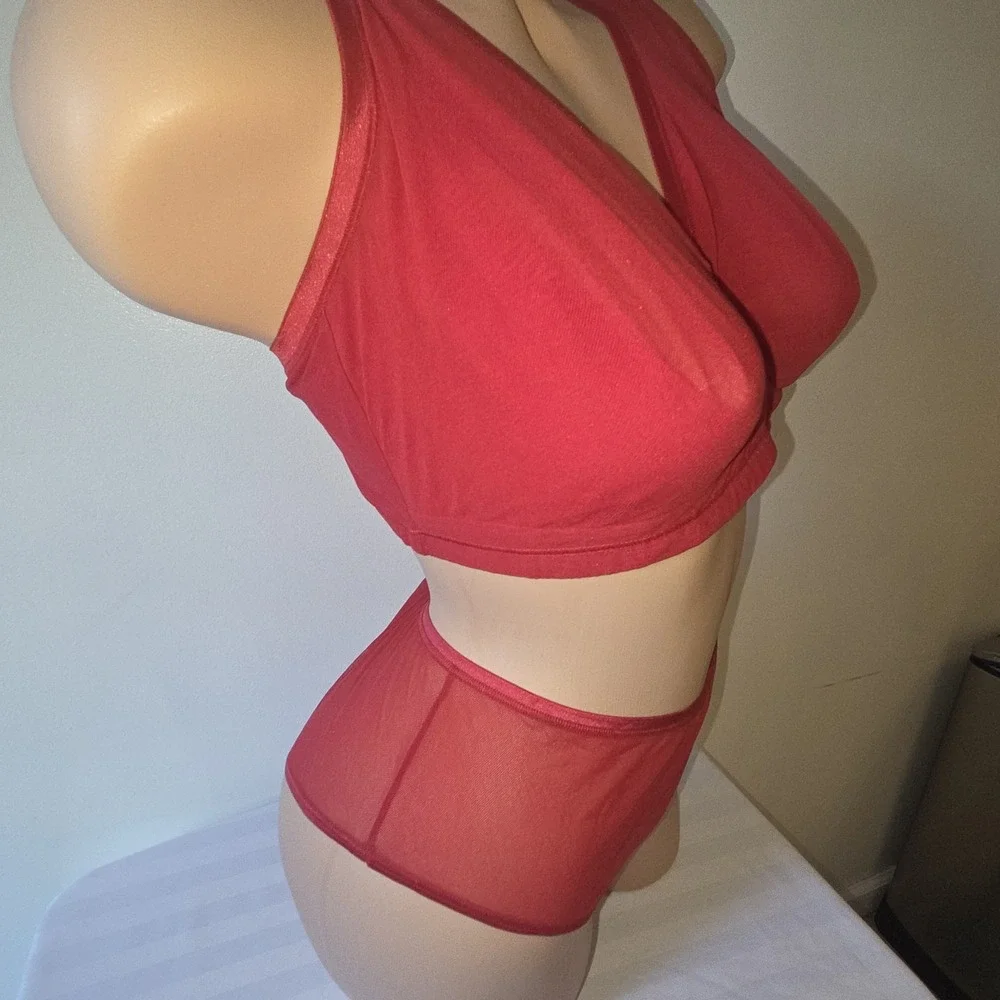Cosabella Soire Confidence Extended Mystic Red‎ Mesh Bralette & Boyshort Set 2X
